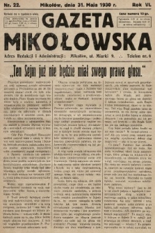Gazeta Mikołowska. 1930, nr 22