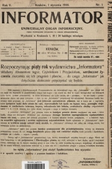 Informator : uniwersalny organ informacyjny. 1908, nr 1