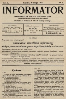 Informator : uniwersalny organ informacyjny. 1908, nr 5