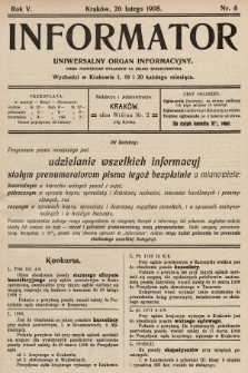 Informator : uniwersalny organ informacyjny. 1908, nr 6