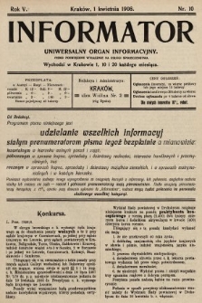 Informator : uniwersalny organ informacyjny. 1908, nr 10