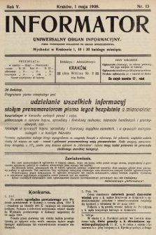 Informator : uniwersalny organ informacyjny. 1908, nr 13