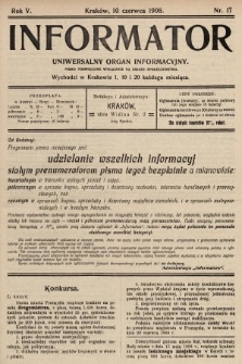Informator : uniwersalny organ informacyjny. 1908, nr 17