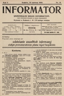 Informator : uniwersalny organ informacyjny. 1908, nr 18