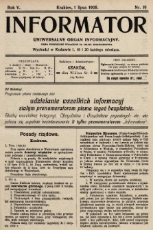 Informator : uniwersalny organ informacyjny. 1908, nr 19