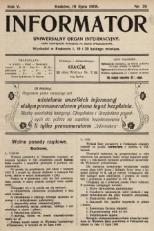 Informator : uniwersalny organ informacyjny. 1908, nr 20
