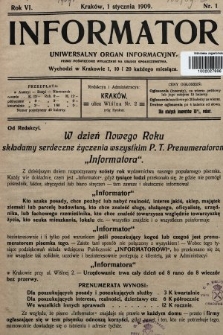 Informator : uniwersalny organ informacyjny. 1909, nr 1