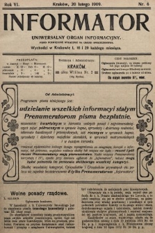 Informator : uniwersalny organ informacyjny. 1909, nr 6