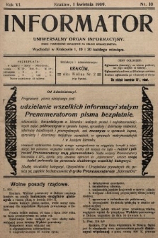 Informator : uniwersalny organ informacyjny. 1909, nr 10