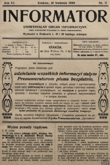 Informator : uniwersalny organ informacyjny. 1909, nr 11