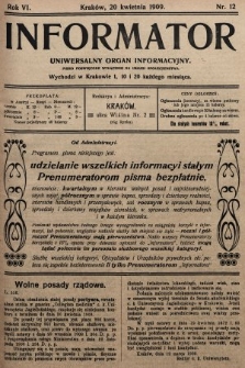 Informator : uniwersalny organ informacyjny. 1909, nr 12