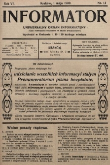 Informator : uniwersalny organ informacyjny. 1909, nr 13