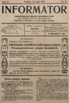 Informator : uniwersalny organ informacyjny. 1909, nr 15