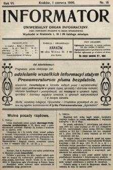 Informator : uniwersalny organ informacyjny. 1909, nr 16