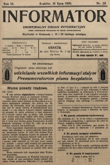 Informator : uniwersalny organ informacyjny. 1909, nr 20