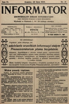 Informator : uniwersalny organ informacyjny. 1909, nr 21
