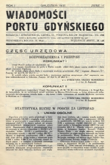 Wiadomości portu Gdyńskiego. 1931, z. 11