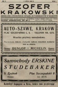 Szofer Krakowski : miesięcznik Zawodowego Związku Automobilistów w Krakowie. 1928, nr 5