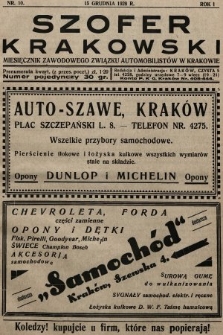 Szofer Krakowski : miesięcznik Zawodowego Związku Automobilistów w Krakowie. 1928, nr 10