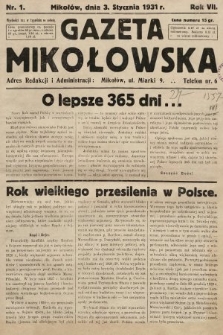 Gazeta Mikołowska. 1931, nr 1
