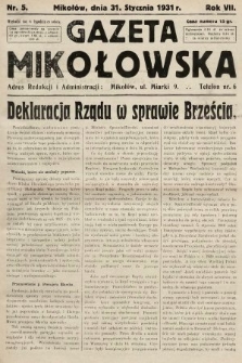 Gazeta Mikołowska. 1931, nr 5