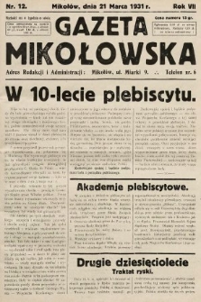 Gazeta Mikołowska. 1931, nr 12