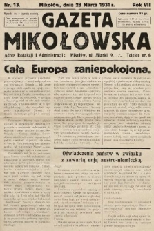 Gazeta Mikołowska. 1931, nr 13