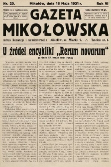 Gazeta Mikołowska. 1931, nr 20
