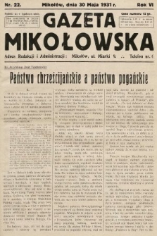 Gazeta Mikołowska. 1931, nr 22