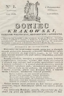 Goniec Krakowski : dziennik polityczny, historyczny i literacki. 1828, nr 1