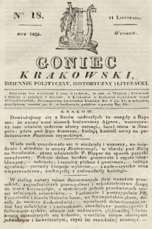 Goniec Krakowski : dziennik polityczny, historyczny i literacki. 1828, nr 18