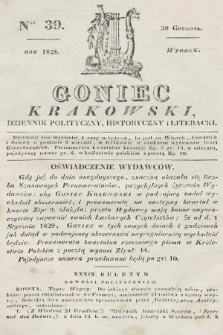 Goniec Krakowski : dziennik polityczny, historyczny i literacki. 1828, nr 39