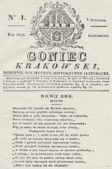 Goniec Krakowski : dziennik polityczny, historyczny i literacki. 1829, nr 1