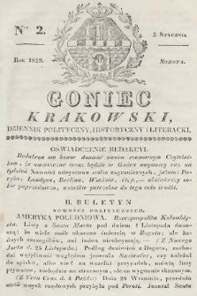 Goniec Krakowski : dziennik polityczny, historyczny i literacki. 1829, nr 2