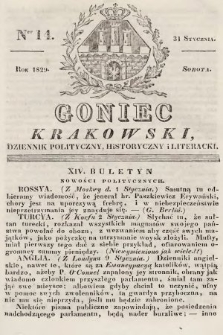 Goniec Krakowski : dziennik polityczny, historyczny i literacki. 1829, nr 14