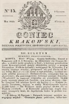 Goniec Krakowski : dziennik polityczny, historyczny i literacki. 1829, nr 15