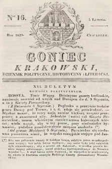 Goniec Krakowski : dziennik polityczny, historyczny i literacki. 1829, nr 16