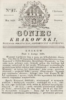 Goniec Krakowski : dziennik polityczny, historyczny i literacki. 1829, nr 17