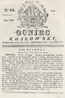 Goniec Krakowski : dziennik polityczny, historyczny i literacki. 1829, nr 18