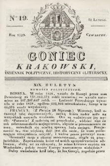Goniec Krakowski : dziennik polityczny, historyczny i literacki. 1829, nr 19