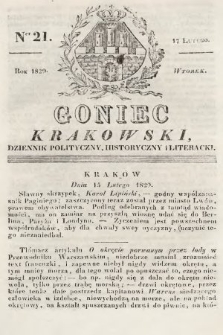 Goniec Krakowski : dziennik polityczny, historyczny i literacki. 1829, nr 21