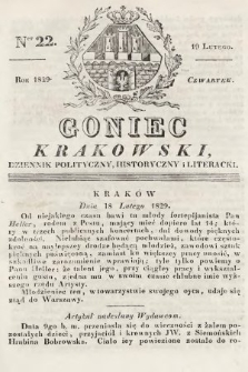 Goniec Krakowski : dziennik polityczny, historyczny i literacki. 1829, nr 22
