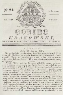 Goniec Krakowski : dziennik polityczny, historyczny i literacki. 1829, nr 24