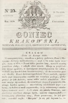 Goniec Krakowski : dziennik polityczny, historyczny i literacki. 1829, nr 25