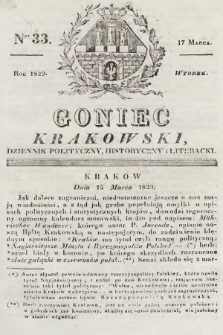 Goniec Krakowski : dziennik polityczny, historyczny i literacki. 1829, nr 33