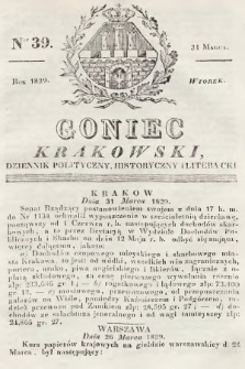 Goniec Krakowski : dziennik polityczny, historyczny i literacki. 1829, nr 39