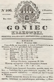 Goniec Krakowski : dziennik polityczny, historyczny i literacki. 1829, nr 106