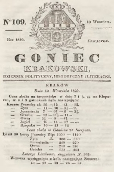 Goniec Krakowski : dziennik polityczny, historyczny i literacki. 1829, nr 109