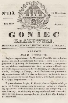 Goniec Krakowski : dziennik polityczny, historyczny i literacki. 1829, nr 113