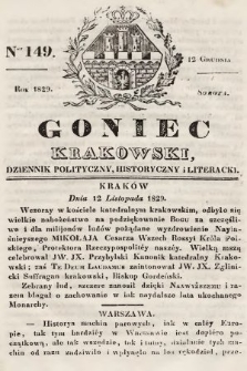 Goniec Krakowski : dziennik polityczny, historyczny i literacki. 1829, nr 149